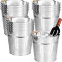 14 Pcs Large Galvanized Metal Buckets 10 Inch Silver Round Pail with Handle Heavy Duty Stainless Steel Pails for Crafts Wedding Party Utensils Table Centerpieces