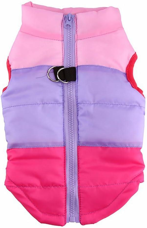 MaruPet Winter Dog Vest - Windproof & Waterproof Warm Coat for Cold Weather - Small/Medium Dogs (XS) - Pink/Purple/Rose (XS(Back:9.0", Chest:13.5", 3.0-5.0lbs))