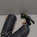 Coil Hose 25FT EVA Coil Garden Hose With 3/4'' Brass Connector Coiled Water Hose Lightweight And No Kink Includes 7 Patterns Spray Nozzle For Outdoors Lawn Watering Car Washing (Gray)