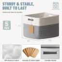 5 Pack Woven Storage Baskets for Shelves, Decorative Basket Closet Organizer Storage Bins for Clothes, Books, Pantry, Bathroom – Cotton Rope Shelf Baskets for Organizing and Decor, Gray & White