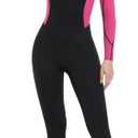 Dark Lightning Full Body Wetsuit Women, 3/2mm Wet Suit for Women Cold Water Swimming, Womens Diving Surfing Snorkeling Kayaking Water Sports,Triathlon Wetsuit, Red Rose, Small