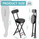 Folding Stool,Cushioned Padded Folding Bar Stool,18inch Black Height Heavy Duty Portable Chair Stool with 300lbs Capacity for Kitchen Living Room Garden Camping Fishing