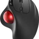 Nulea M501 Wireless Trackball Mouse, Rechargeable Ergonomic, Easy Thumb Control, Precise & Smooth Tracking, 3 Device Connection (Bluetooth or USB Receiver), Compatible for PC, Laptop, Mac, Windows. (Red)