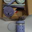 Elk and Friends Kids + Toddler Glass Cups | The Original 8oz Glass Mason Jar with Sleeves + Lids | Silicone Straws + Stopper | Smoothie Cup | Food Storage | Spill Resistant | Dishwasher Safe | 4 Pack (Gray/Sage/MistyBlue/Navy)