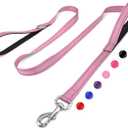 6 FT Dog Leash with 2 Padded Handle Nylon Reflective Dogs Leashes for Small Medium Large Dogs Pink