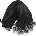 Beebel Lanyard 100 Pack Black Badge Lanyards Flat Lanyards Round 32" with Badge Clip