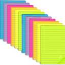 (12 Pack) Lined Sticky Notes 4x6 in,Large Notepads with Lines,Ruled Stickies Super Sticking Power,Office School Memo Note Pads Bright Colors,Post on Windows Doors,Recyclable,Easy to Write on