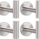 Livabber Bathroom Towel Hooks, 304 Stainless Steel Robe Shower Hooks Wall Mounted, Heavy Duty Towel Hangers for Bathroom Kitchen Bedroom 4 Pack, Brushed Nickel)