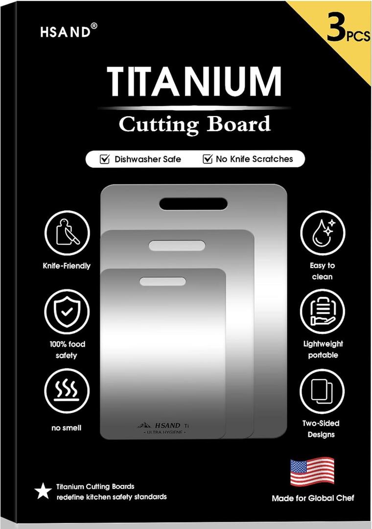 Titanium Cutting Boards for Kitchen, 100% Pure Titanium Cutting Boards, Cutting Board Double Sided Food Grade, Perfect for Sushi, Meat, Vegetables & Meal Prep  Easy To Clean (12"x9"+14"x10"+18"x12")