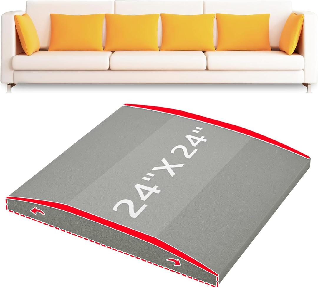 HAVARGO Couch Cushion Support High Density Foam 24X24X2.4 Inches Sofa Couch Supports for Sagging Cushions Light Grey 1Pc with Anti Slip Mesh Fabric
