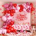 Valentines Day Balloon Arch Kit, Valentine Pink Red Heart Balloons with Rose Petals for Bachelorette Bridal Wedding Memorial Engagement Birthday Galentines Romantic Valentines Party Decorations