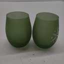 2 Piece Tabletops Unlimited Snowflake Stemless Wine Glass Set - Green