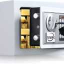 TENAMIC Electronic Digital Security Keypad Lock Box - 0.23 Cubic Feet Mini Safe for Office, Hotel, Home - White