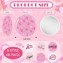 Vicenpal 48 Pcs Breast Cancer Awareness Gifts Bulk Mini Pocket Mirrors for Women Pink Ribbon Portable Round Makeup Mirror for Breast Cancer Charity, Office, Fundraiser Events
