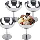 Hapivida Ice Cream Cup, 2Pcs Stainless Steel Serving Dessert Bowls Cups Sauce Bowls Mini Round Footed Yogurt Snack Candy Cups for Salad Fruit Pudding Christmas Party