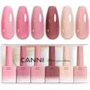 CANNI Rubber Base Gel Nail Polish Set- 6 Pcs 9 Ml Transparent Pink Rubber Base for Nails, Soak Off LED Nail Gel Manicure Kit DIY at Home Salon Gifts