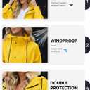 Zando Long Packable Rain Jacket Women Waterproof - Raincoat for Women Rain Coat with Hood Lightweight Outdoor Windbreaker (Yellow)