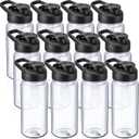 12 Pcs Plastic Sports Bottles 17 oz Reusable Water Bottles Bulk Portable Sports Drink Cups Pack with Handle for Kids Adults School Teams Gym Hike Camping Cycling(Clear)