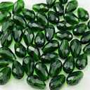 200pcs 3x5mm Teardrop Crystal Glass Beads for Jewelry Making, Faceted Vertical Hole Teardrop Glass Spacer Beads for Wind Chimes Bracelet Earring Necklace DIY Craft(Dark Green)
