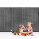 Retractable Baby Gate for Stairs & Banister, 55" Wide Mesh Dog Gate, One-Handed Dual Lock Safety Gate for Kids & Pets, Fits Round & Square Posts (Gray)