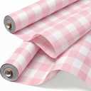 Kolldenn 2 Rolls 4 x 12 ft Pink Gingham Bulletin Board Fabric Roll Large Reusable Non Woven Bulletin Board Paper Waterproof Erasable Background for Classroom School Chalkboard Wrapping Craft DIY Decor, 48 x 144 inches