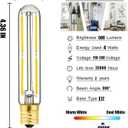 E17 LED T6.5 Tubular Filament Bulb,Dimmable 4W Led Tube Bulbs, 500lm, 4000K Daylight, 40 Watt Incandescent Bulb Equivalent, for Exit Sign Light, Refrigerator, Freezer, 6 Pack.