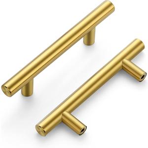 Ravinte 50 Pack | 5'' Cabinet Pulls Brushed Brass Stainless Steel Kitchen Drawer Pulls Cupboard Pulls Cabinet Handles 5Length with 3 Hole Center
