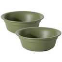 Havniva Ceramic Set of 2 Dog Bowls for Medium Dogs, 2pcs Basic 2.9 Cup Food or 19.5 oz Water Dishes for Replacement, Wide Opening Rounded Edge(2 Bowls, Olive Green)