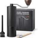 Manual Coffee Grinder, Adjustable 420 Stainless Steel Burr, Portable Hand Crank Coffee Mill, 30g Capacity for Espresso, Turkish & French Press, Aluminium Body with Walnut Handle for Multi-Use