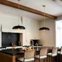 2 Pack 17.8" Black Gold Dome Metal Pendant Lights Kitchen Island, Large