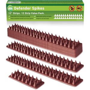 De-Bird Defender Spikes, 12 Pack Bird Deterrent, Squirrel Spikes, Anti Climb Spikes, Keep Cats Raccoon Pigeon Away, Easy Install Bird Spikes Strips, 12 Foot
