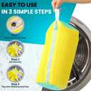 Shoe Washing Machine Bag 2 Pack – 360° Self-Locking Zipper Shoe Washing Bag for Washer and Dryer – Reusable Heavy-Duty Microfiber Cleaning Set for Sneakers, Boots & Athletic Footwear (Yellow)