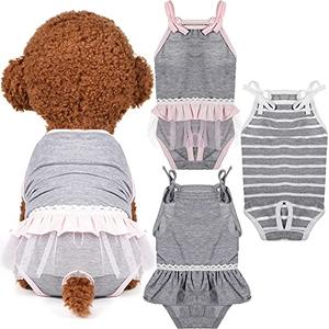 3 Pieces Reusable Dog Diapers Female Dog Period Diapers Washable Puppy Sanitary Panties with Adjustable Suspender Pet Underwear Jumpsuits for Female Doggy Doggie Puppy(M)