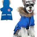 PINA Small Dog Coats - Waterproof, Warm Winter Jacket with Faux Fur Hood & Pocket (M(Chest 19.6"), Black)