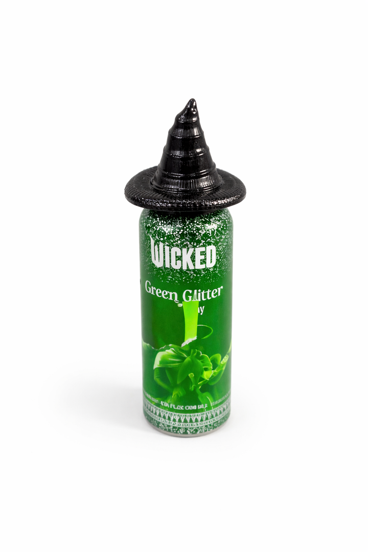 Wicked Green Glitter Spray – Decorative Party & Costume Glitter with Witch Hat Cap