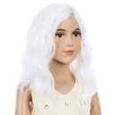 PATTNIUM Kids White Wig Short Wavy Wig Child White Bob Wigs for Girls Heat Resistant SyntheticHair Cosplay Halloween Party Costume Wigs