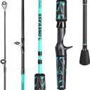 One Bass Spinning Rod & Casting Rod, High Performance IM6 Graphite Fishing Pole for Bass Fishing, 2- Piece Desgin for Travel- Casting- 6'6"