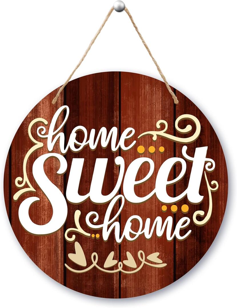 Welcome Door Sign, Home Sweet Home Front Door Decor, Rustic Farmhouse Welcome Sign For Front Door Porch, Round Welcome Door Hanger Sign With Rope, Housewarming Gifts For Women Men -31