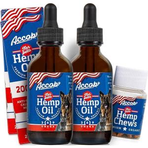Accob-2 Hemp Oil for Dogs and Cats - 200.000 MG - Hip Joint Pain, Stress Relief, Arthritis,Seizures, Chronic Pains,Anti-Inflammatory - Omega 3,6 & 9 - Organic- Calming Drops