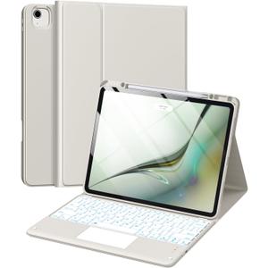 Harvopu for iPad Air 13 Inch & Pro 12.9 Case with Keyboard - Multi-Touch Trackpad, 7 Colors Backlit, Detachable Folio Cover for iPad Pro 12.9 (6th, 5th, 4th, 3rd gen), Air 13 M4/M3/M2 (Starlight-gray)