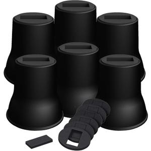 Bed Risers 6 Inch, 6 Pack Heavy Duty Bed Furniture Risers, Lift Up to 2200lbs Round Couch Risers for Sofas, Couches, TV Stands and Chairs (Black)