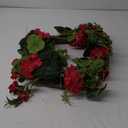 d 24 Inch Red Geranium Wreath on Hand Tied Twig Base, Artificial Floral, Spring and Summer Front Door Wreath, Red, Green, Brown