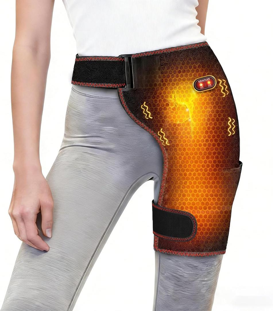 Hip Heating Pad with Massage, Hip Massager for Sciatica & Hip Pain Relief, Portable Electric Heating Pad for Men Women, Hip Support Brace for Sciatic Nerve, Hamstring, Thigh & Hip Bursitis Discomfort