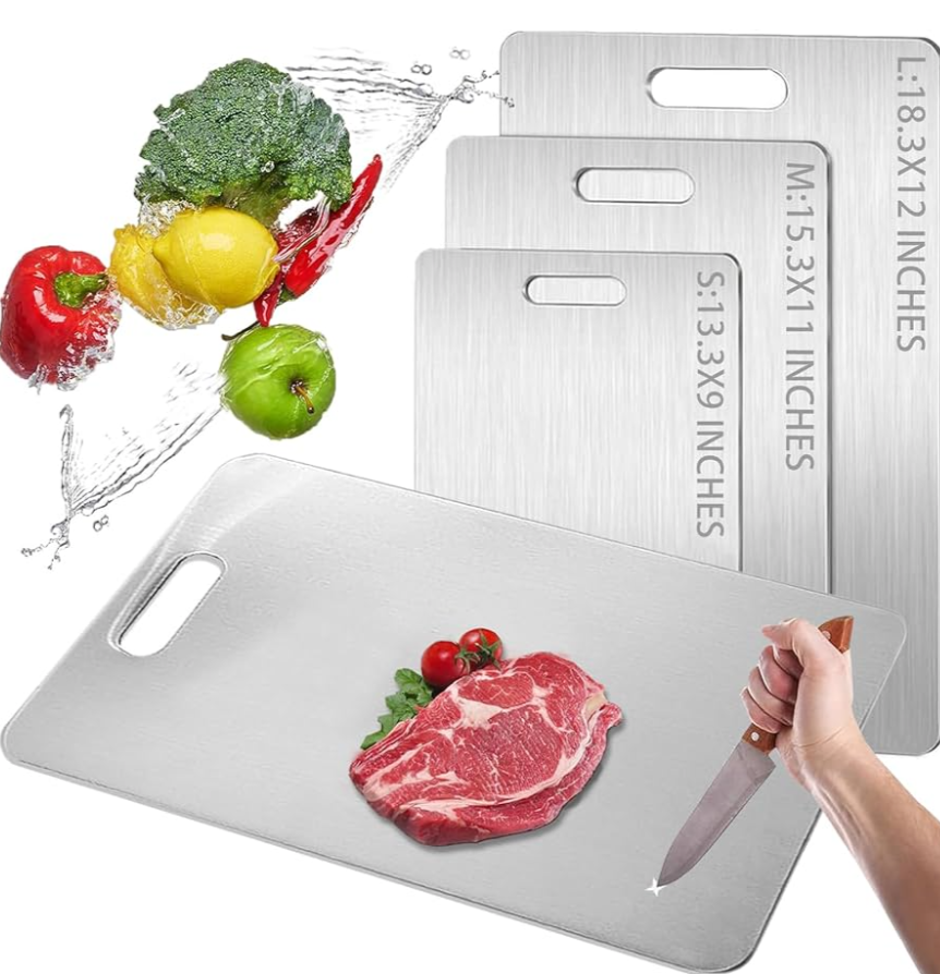 Titanium Cutting Board 2025 New Upgrade 100% Pure Titanium Cutting Boards for Kitchen - Double-Sided Food-Grade Chopping Board Non-Stick Durable and easy to clean (18 x 12 in)