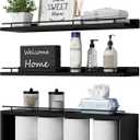 WOPITUES Floating Shelves for Wall 24 inch with Cube Shelf, Wall Shelves with Metal Rail for Decor, Bathroom Organizers and Storage, Over Toilet Shelves for Bathroom, Toilet Paper-Black (23.6 inch)
