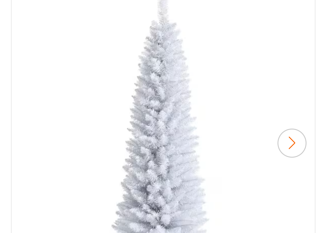5 ft. Unlit Slim Pencil Artificial Christmas Tree with Metal Stand White