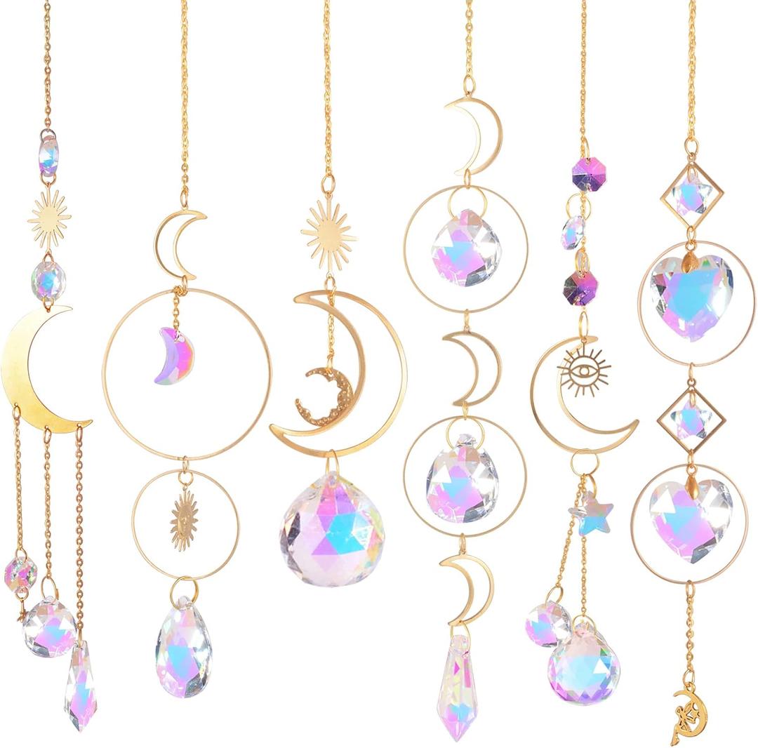 ilclviz Suncatcher Crystal Hanging Sun Catcher Prism with Chain Pendant Ornament Crystal Balls for Window