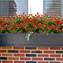 Grunyia 10 Bundles Artificial Fake Flowers, Faux Outdoor Plastic Plants UV Resistant Shrubs Outside Indoor Decorations (Red-Eucalyptus)