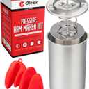 Oleex Lunch Meat Press Mold for Deli Meats-Homemade Ham Maker Meat Press Tool with Cooking Thermometer & Silicone Kitchen Mittens-Multipurpose Stainless Steel Pressure Sandwich Lunchmeat Press Maker