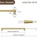 TWOPAGES Gold Adjustable Cafe Curtain Rod with Rings, Fits 28-48 Inch Kitchen Windows, Small Decorative Curtain Rod for Bathroom, French Door & Bedroom(1 Pack)